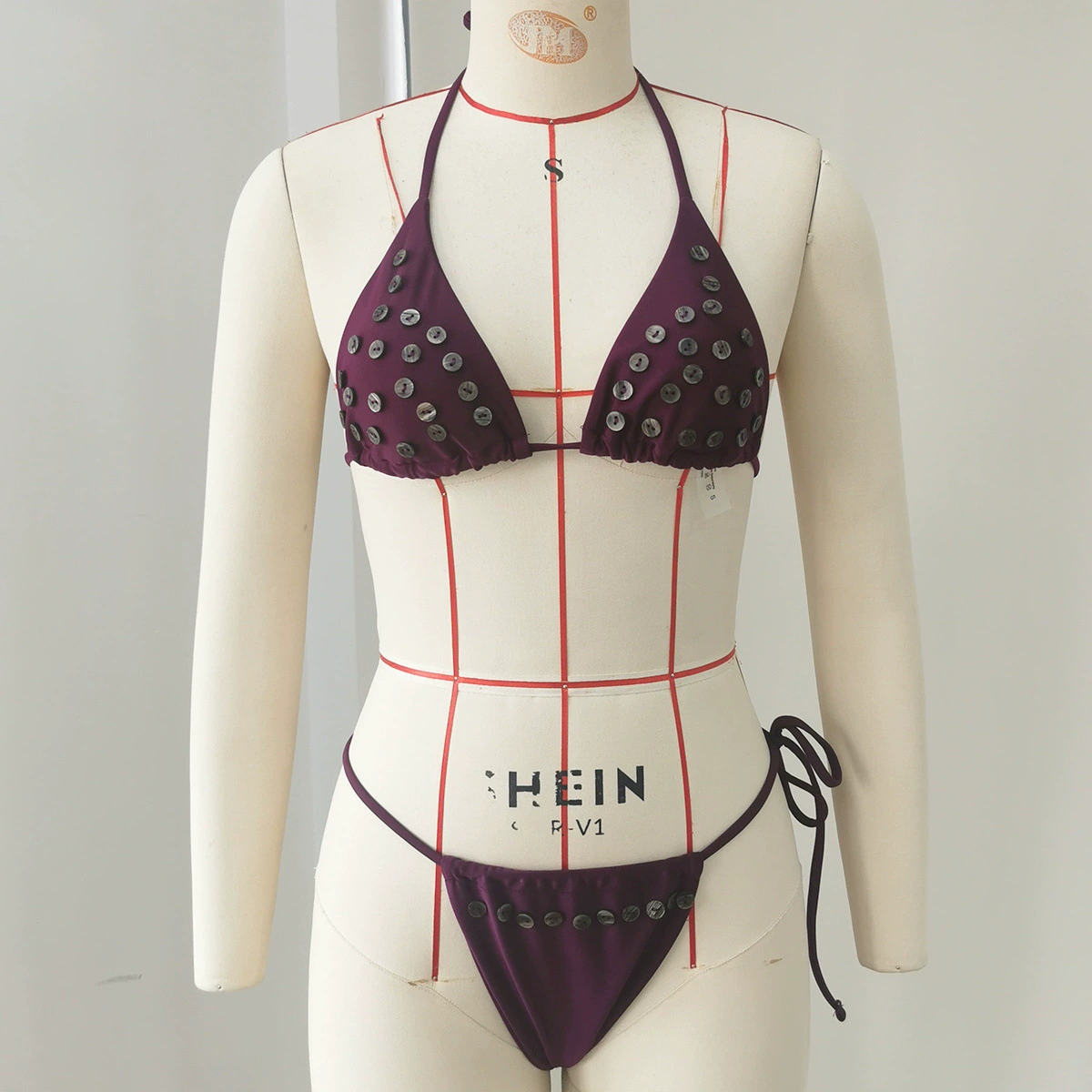 Button Embellished Two-Piece Bikini Set view 6