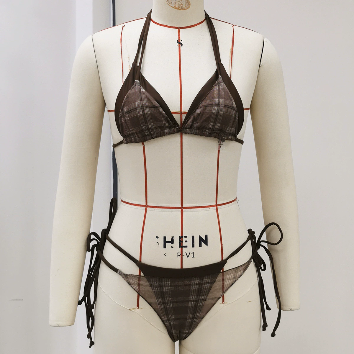 Halter Neck Triangle Bikini Set with Side Tie Bottoms