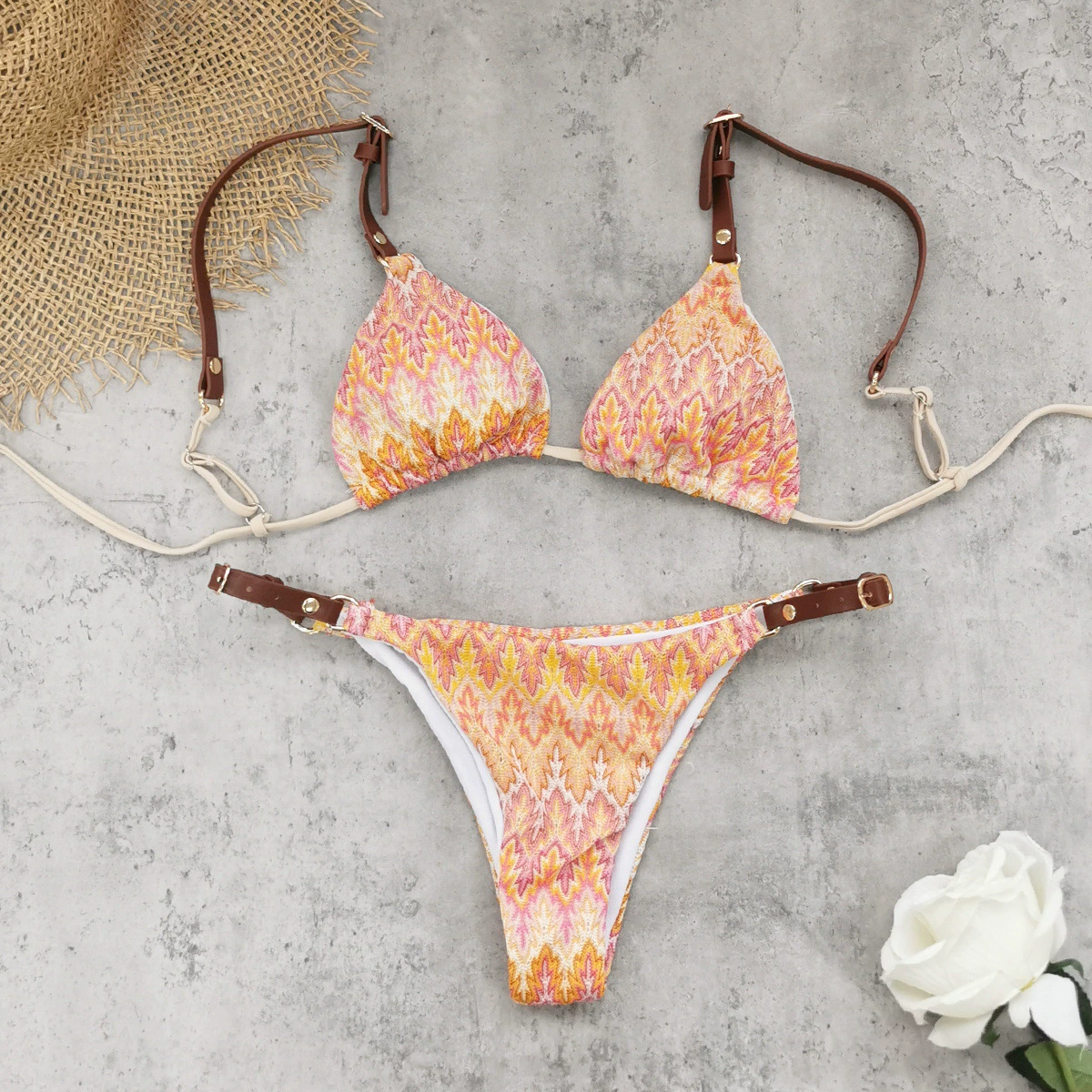Two-Piece Bikini Set with Adjustable Buckle Straps view 3