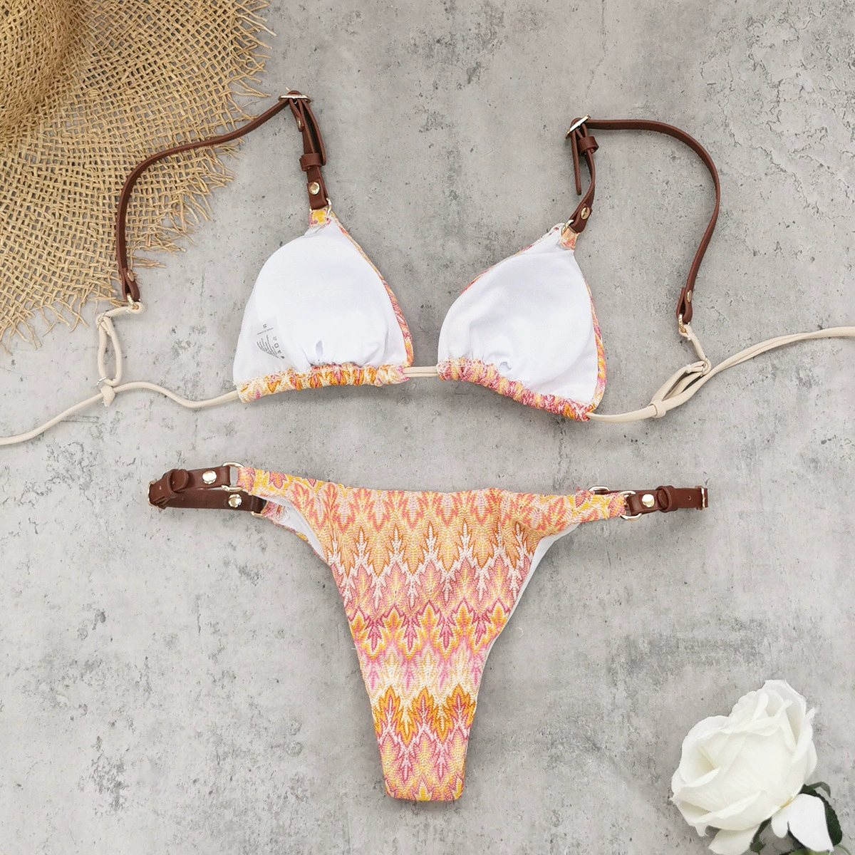 Two-Piece Bikini Set with Adjustable Buckle Straps view 4