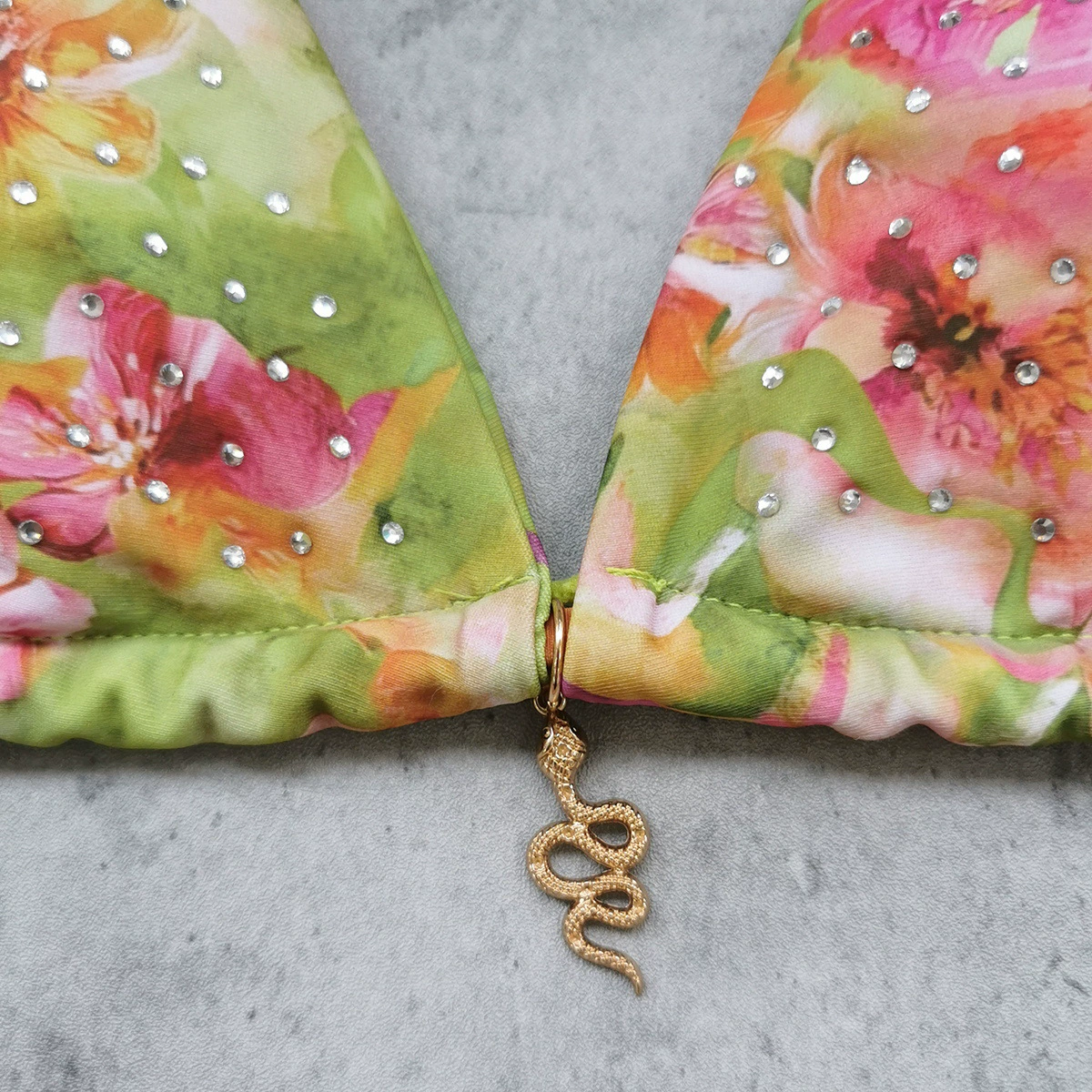 Two-Piece Triangle Bikini Set with Snake Pendant and Side Ties view 3