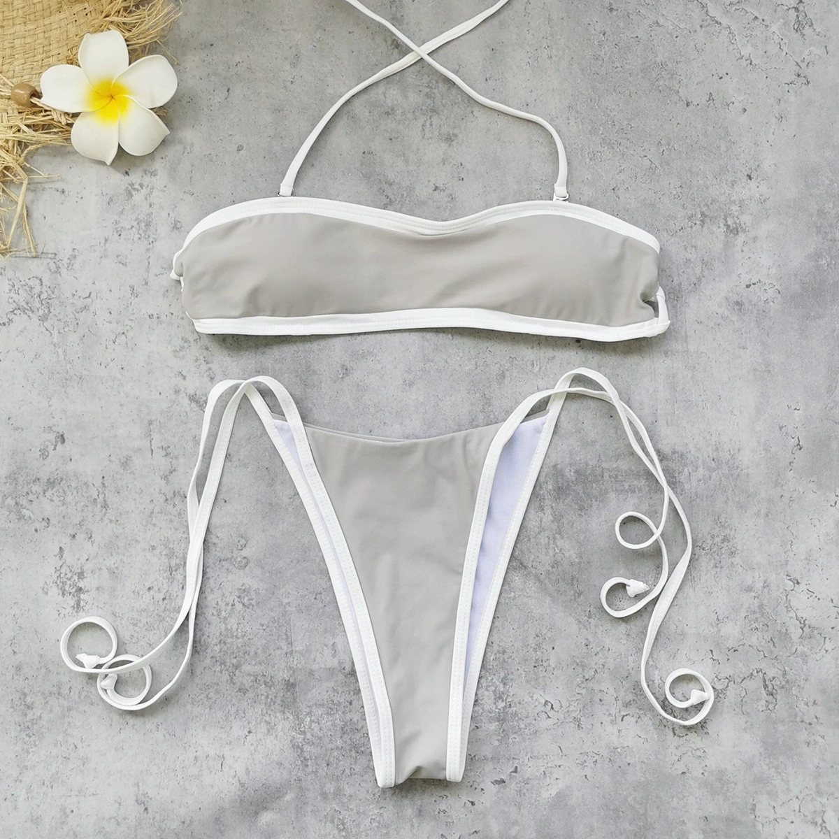 Two-Piece Halter Bandeau Bikini Set with Side-Tie Bottoms view 3