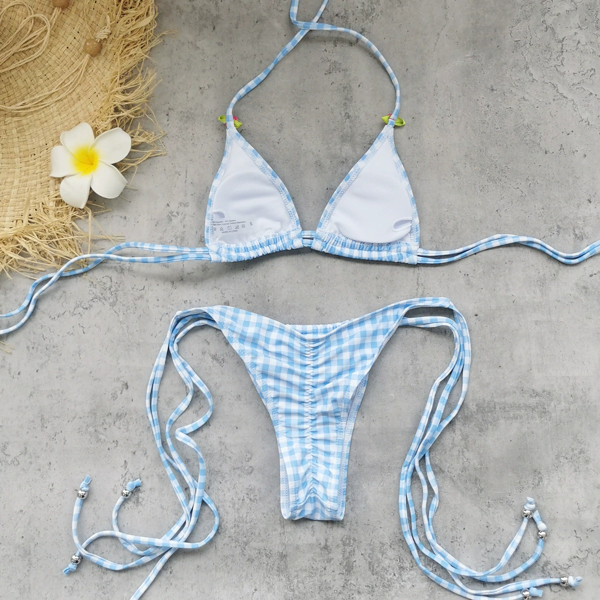 Two-Piece String Bikini Set with Triangle Top and Tie-Side Bottoms view 4