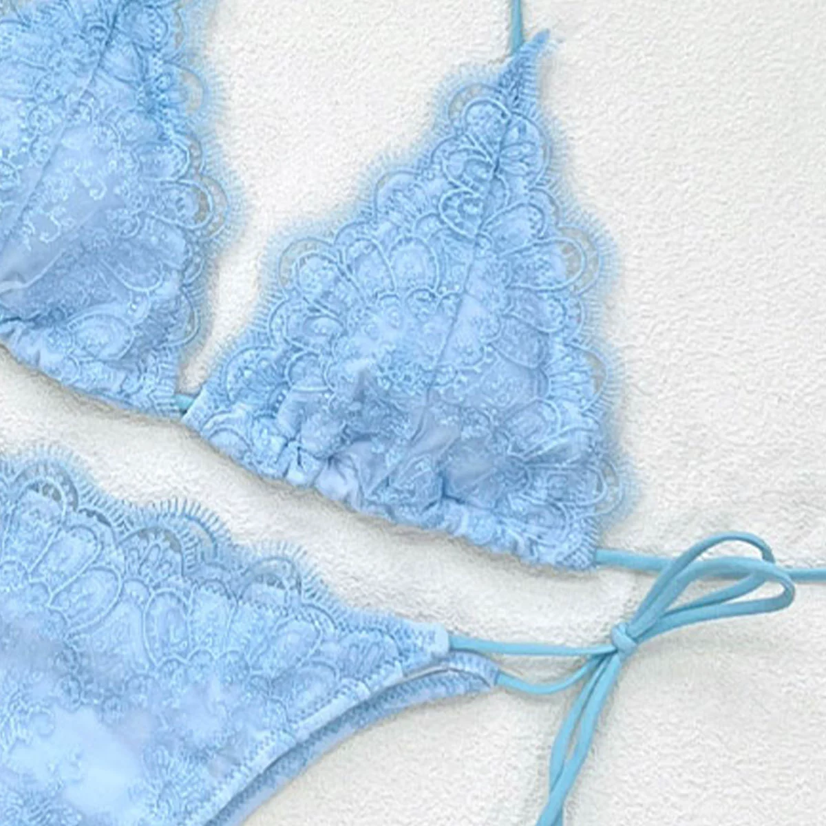 Two-Piece Halter Triangle Bikini Set with Tie-Side Bottoms view 4