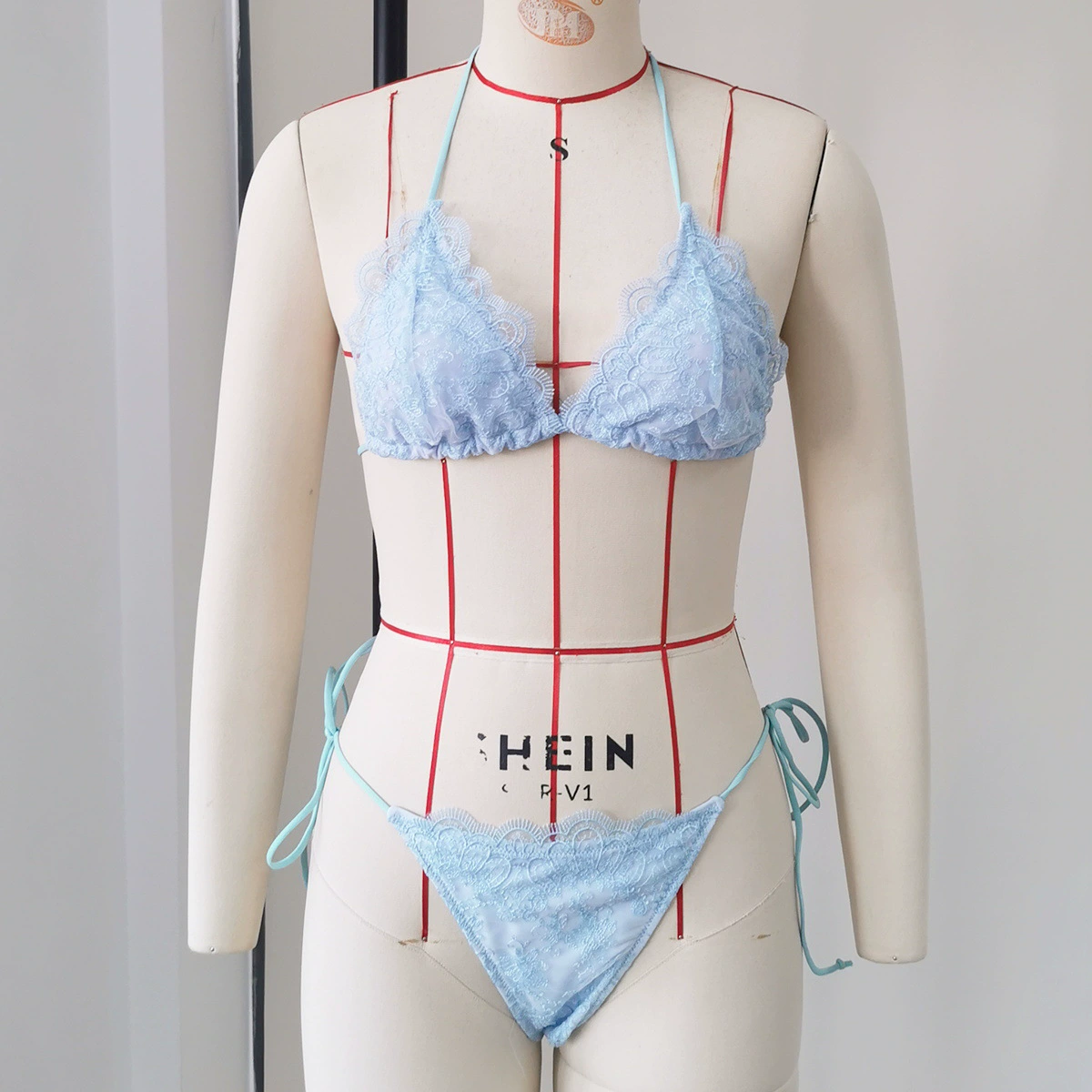 Two-Piece Halter Triangle Bikini Set with Tie-Side Bottoms view 6