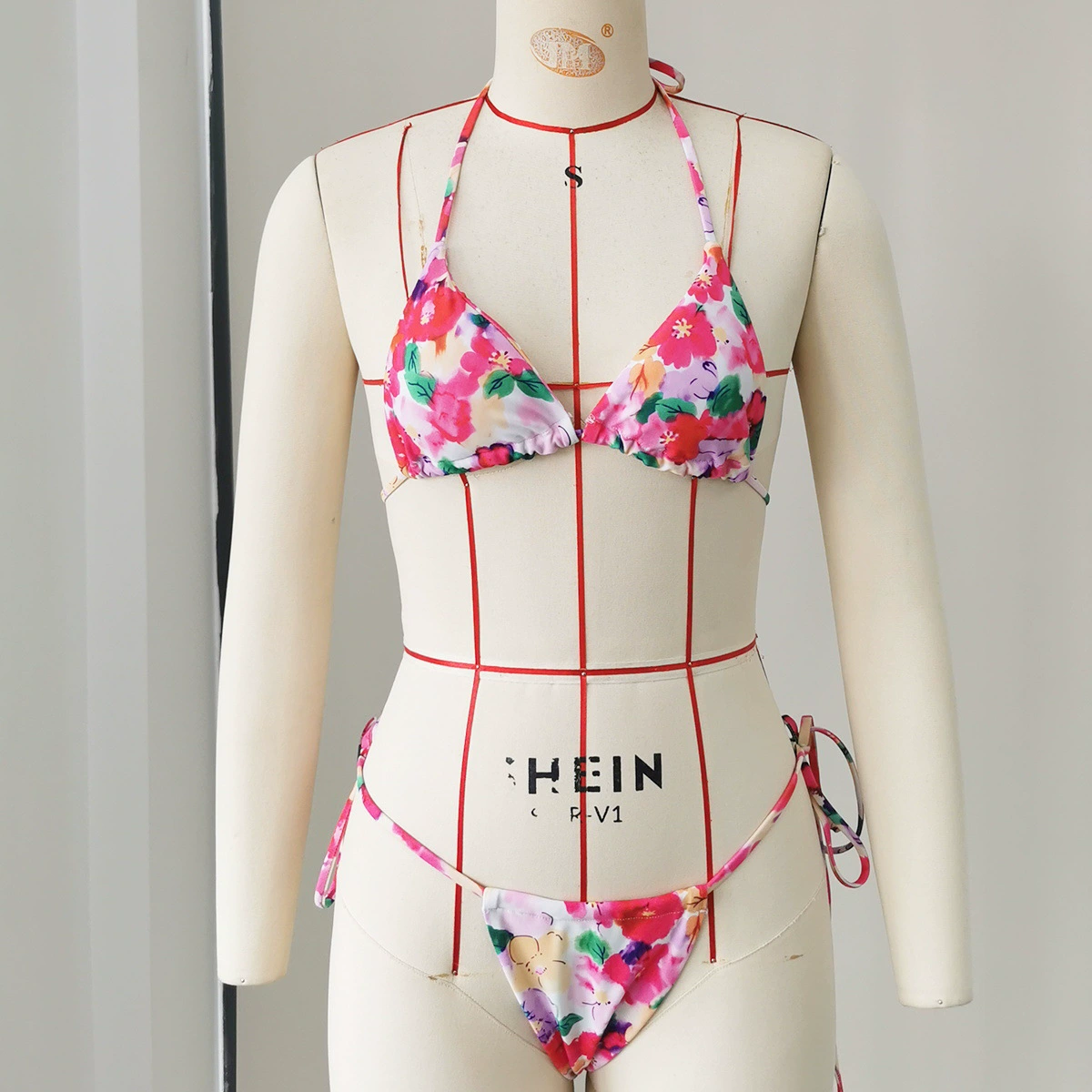 Two-Piece Halter Neck Triangle Bikini with Side-Tie Bottoms view 3