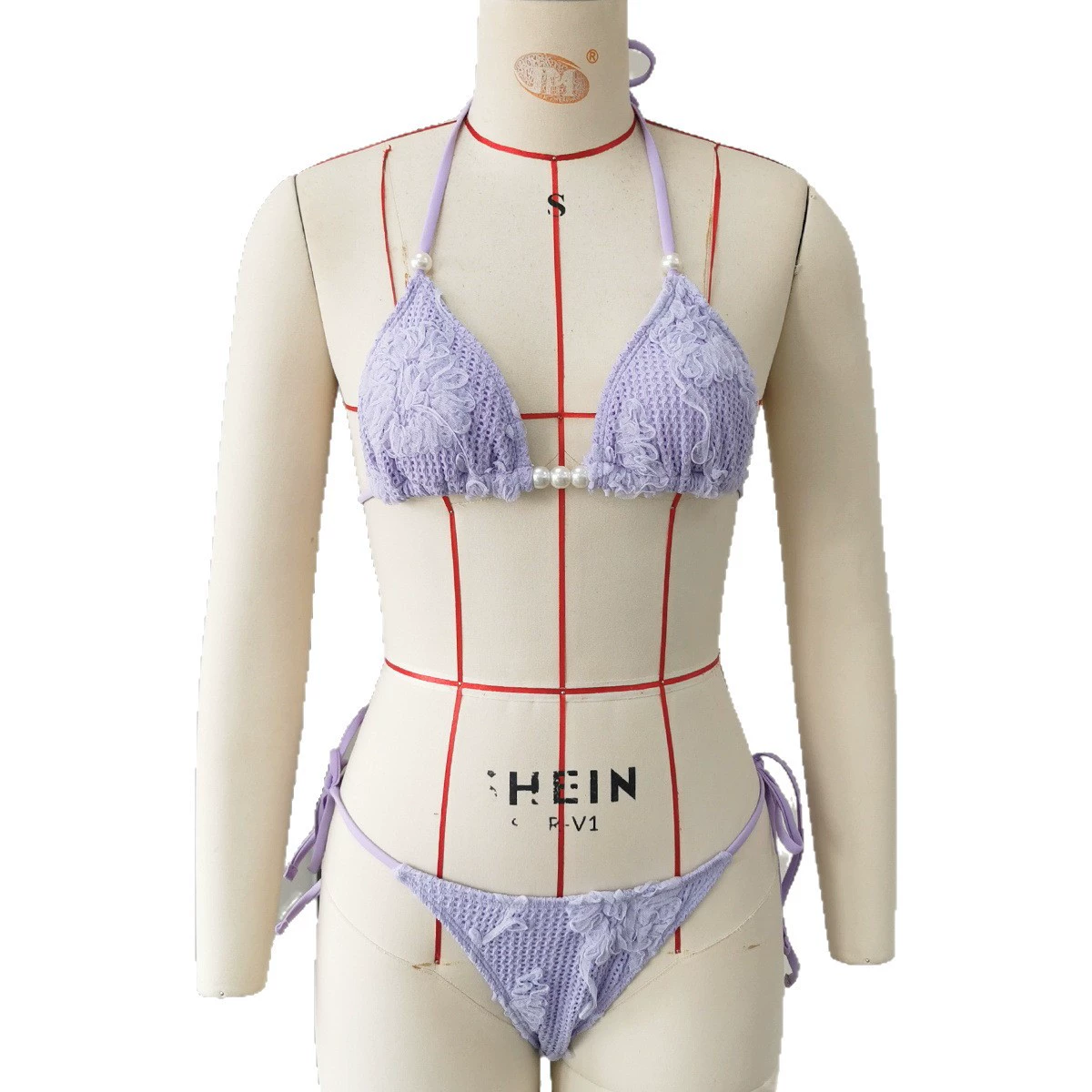 Two-Piece Triangle Bikini Set with Halter Neck and Side Ties view 5