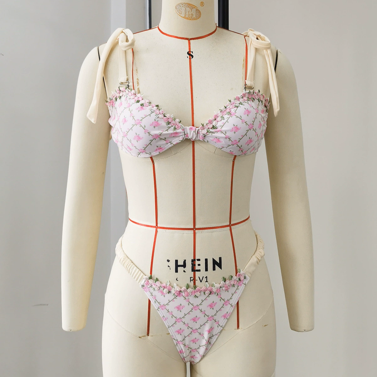 Tie-Shoulder Bow-Front Two-Piece Bikini Set