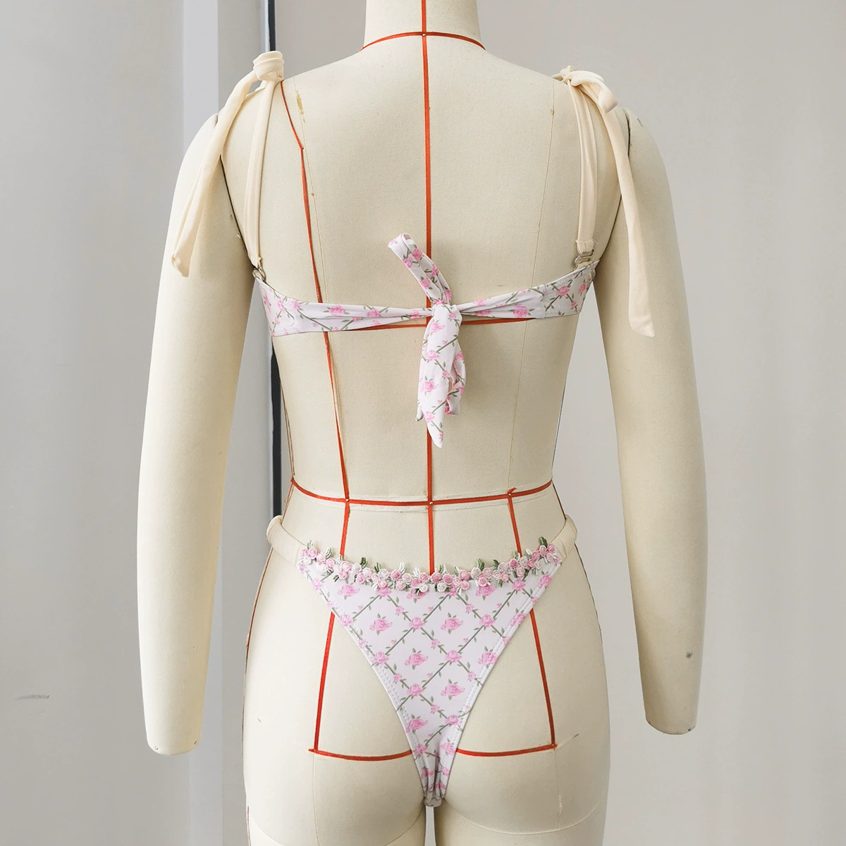 Tie-Shoulder Bow-Front Two-Piece Bikini Set view 3