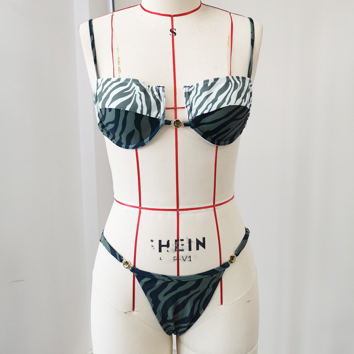Hard Cup Bikini Zebra Print