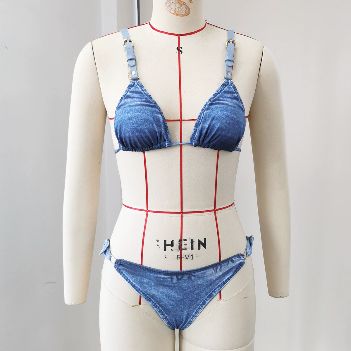 Two-Piece Bikini Set with Triangle Top and Adjustable Side Buckle Bottoms view 3