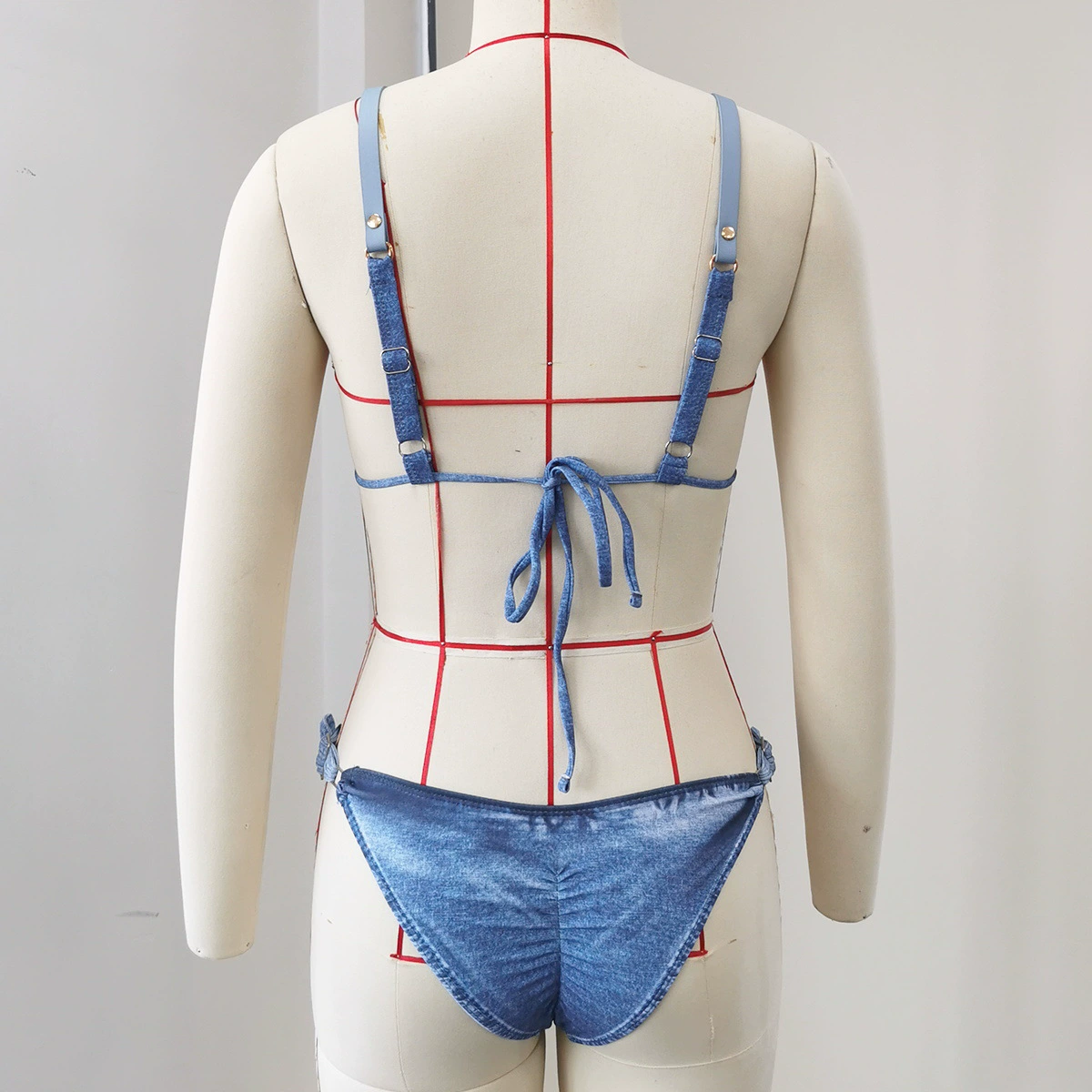 Two-Piece Bikini Set with Triangle Top and Adjustable Side Buckle Bottoms view 4