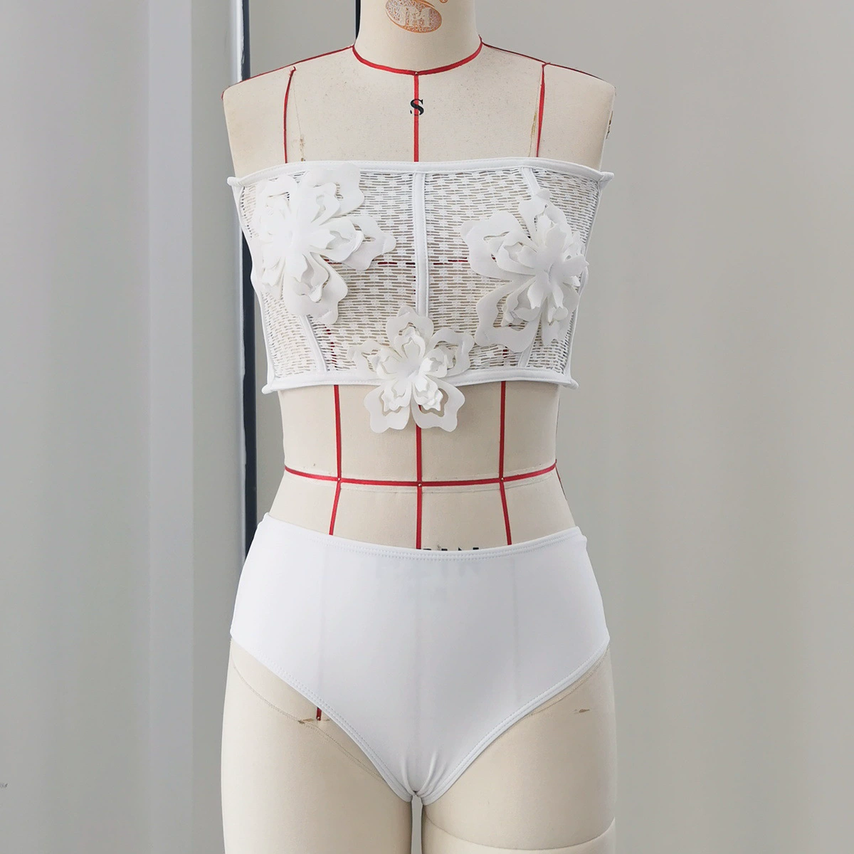Strapless Bandeau Bikini Set with Ruffle Skirt
