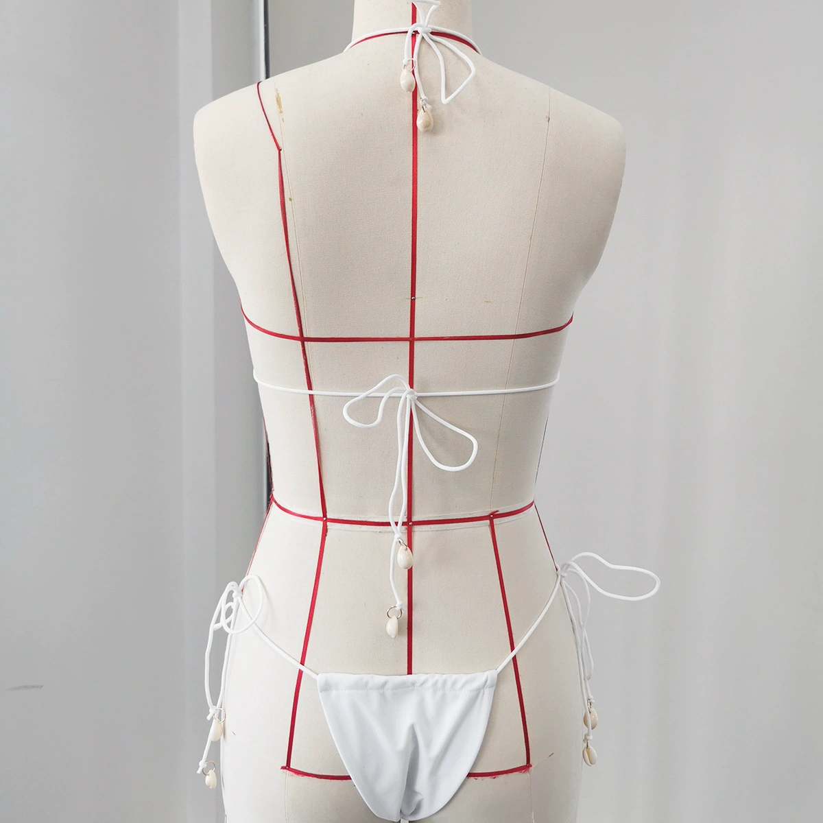 Halter Triangle Bikini with Shell Embellishments and Tie-Side Bottoms view 4