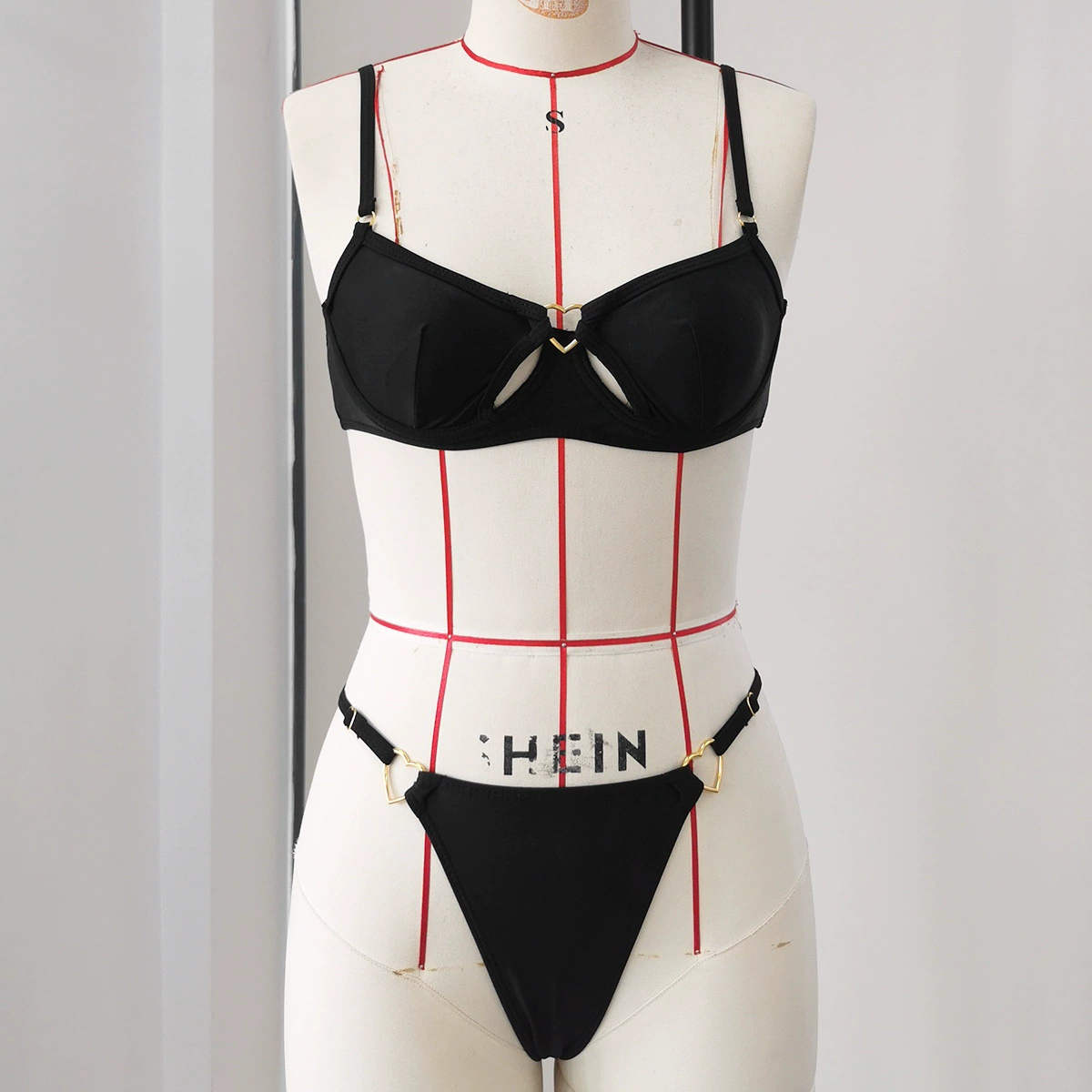 Two-Piece Bikini Set with Cutout Top and Side-Ring Bottoms