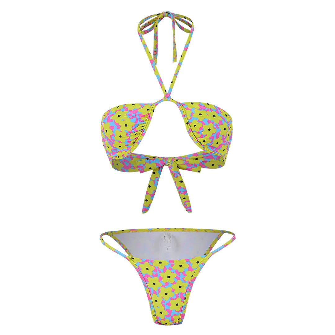 Halter Bandeau Bikini Set with Low-Rise Thong view 3