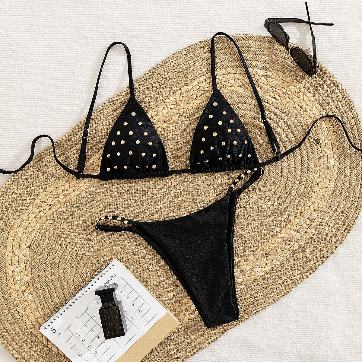 Triangle Bikini Set with Adjustable Straps and Tie Back view 3