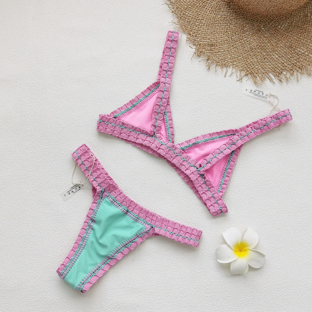 Two-Piece Triangle Bikini Set with High-Cut Bottom and Adjustable Straps view 4