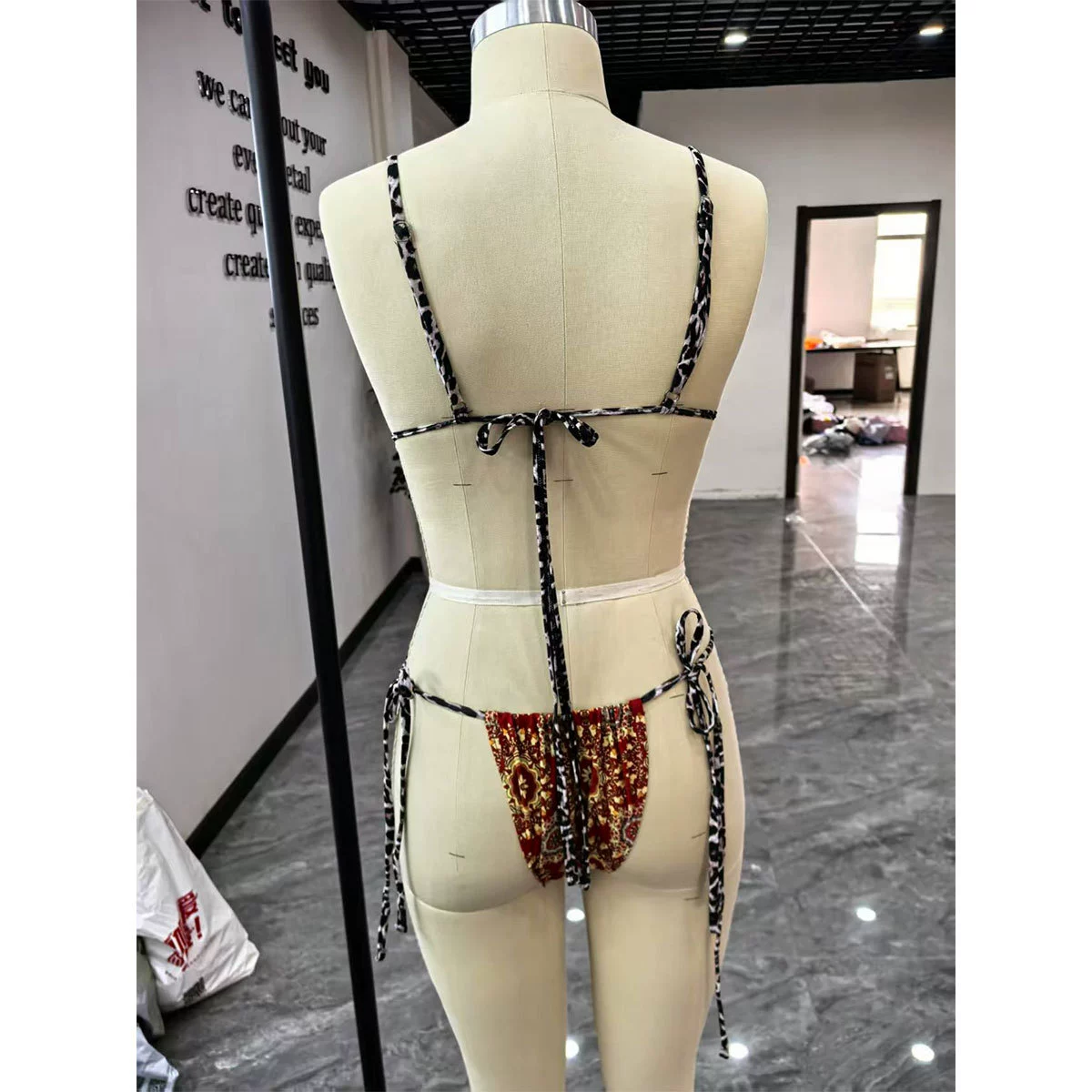 Two-Piece Bikini Set with Halter Triangle Top and Side-Tie Bottom view 4