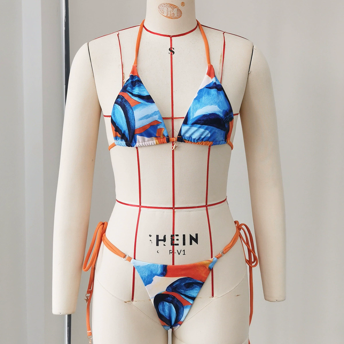 Halter Neck Triangle Bikini Set with Side Tie Bottoms