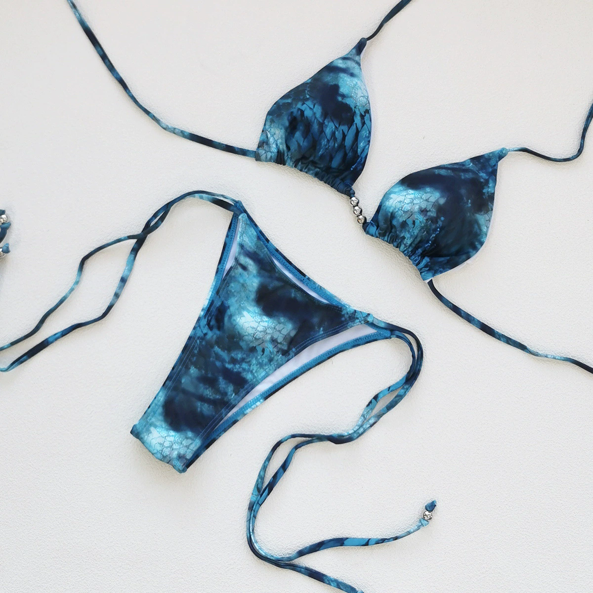 Two-Piece Triangle Bikini with Side-Tie Bottoms view 3
