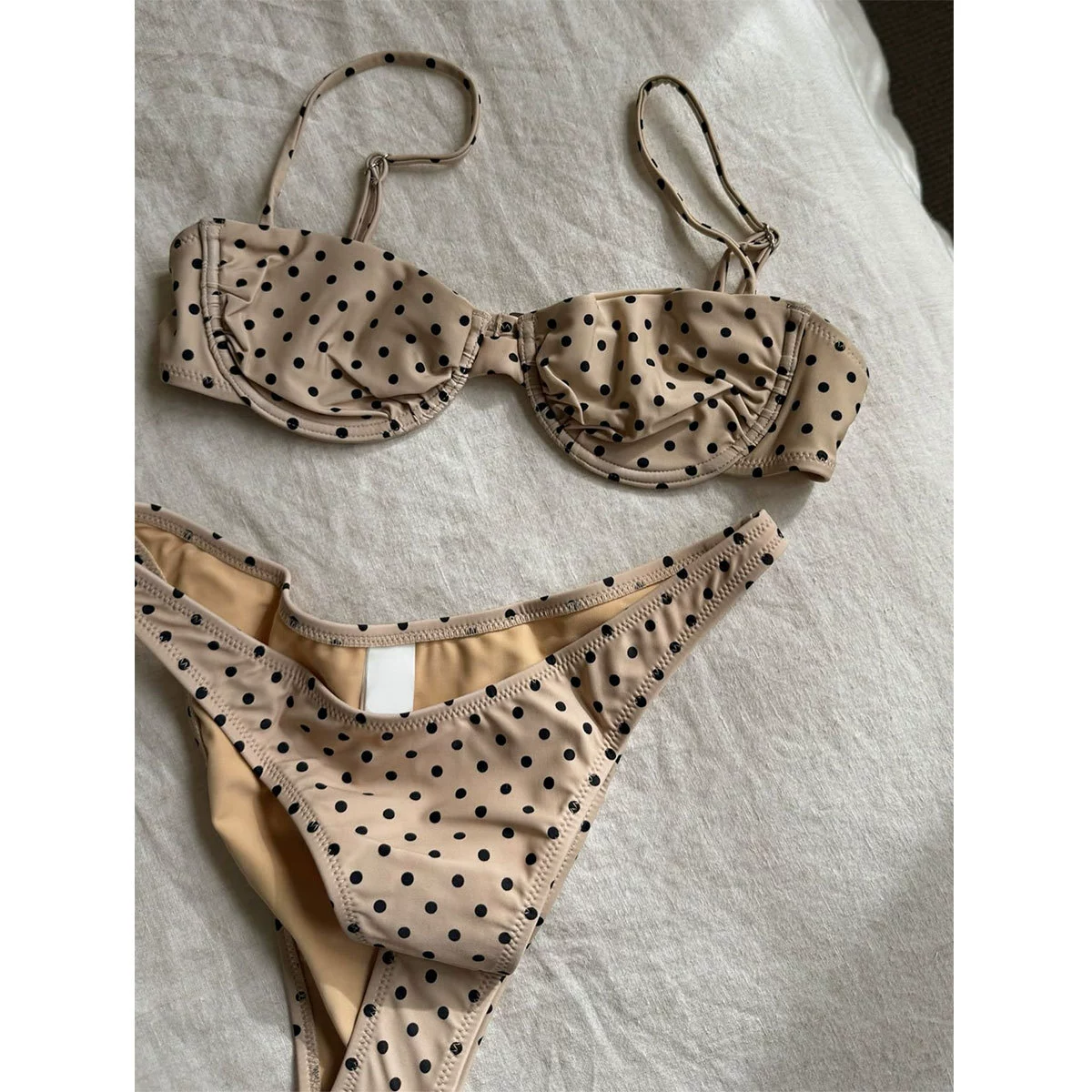 Two-Piece Bikini Set with Underwire Balconette Top and High-Cut Bottom