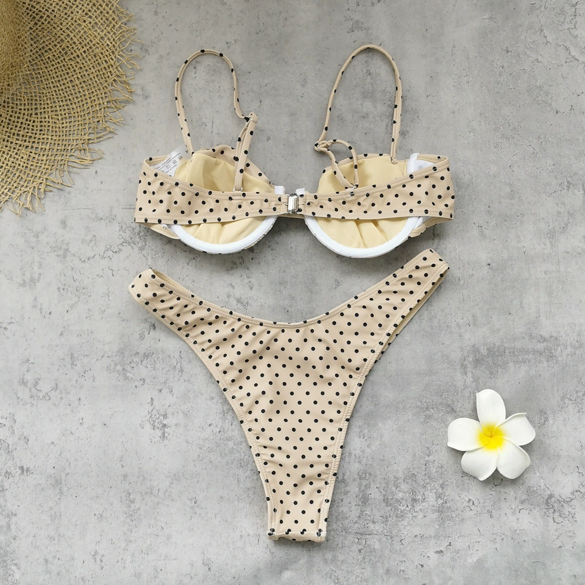 Two-Piece Bikini Set with Underwire Balconette Top and High-Cut Bottom view 3