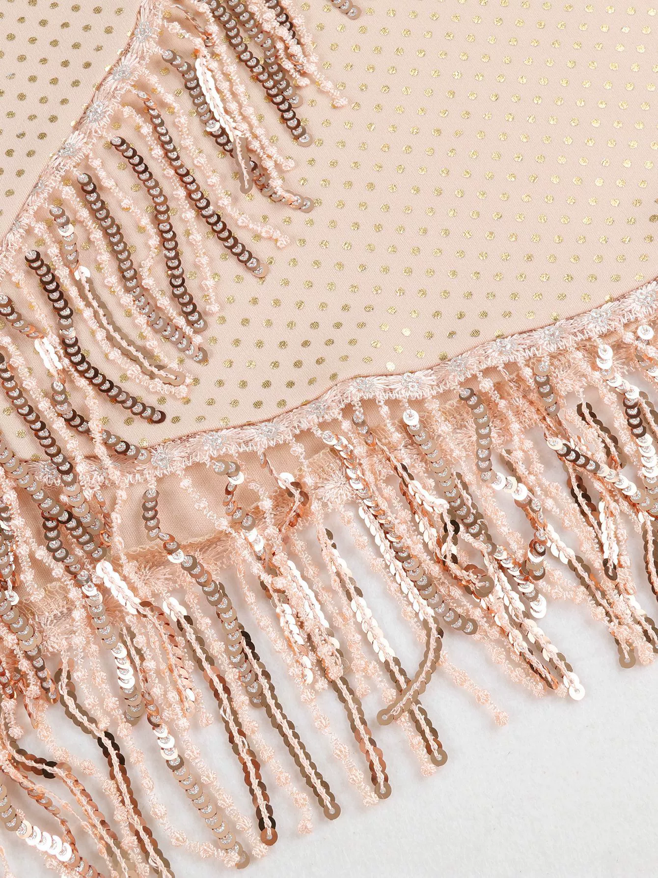 Halter Crop Top and Fringe Mini Skirt Set view 5