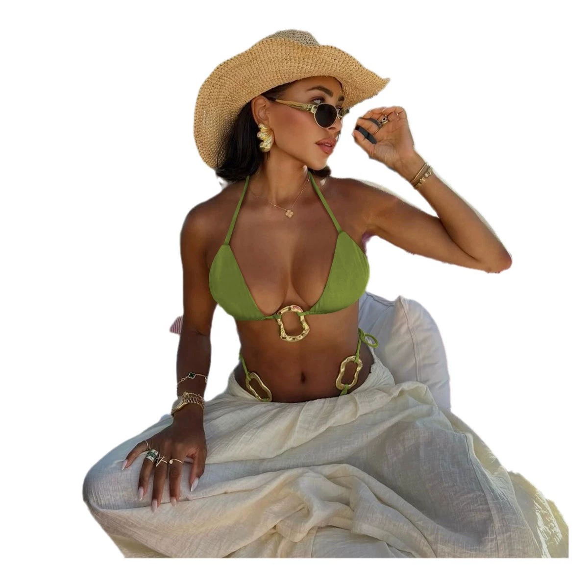 Two-Piece Halter Bikini with Ring Accents view 5