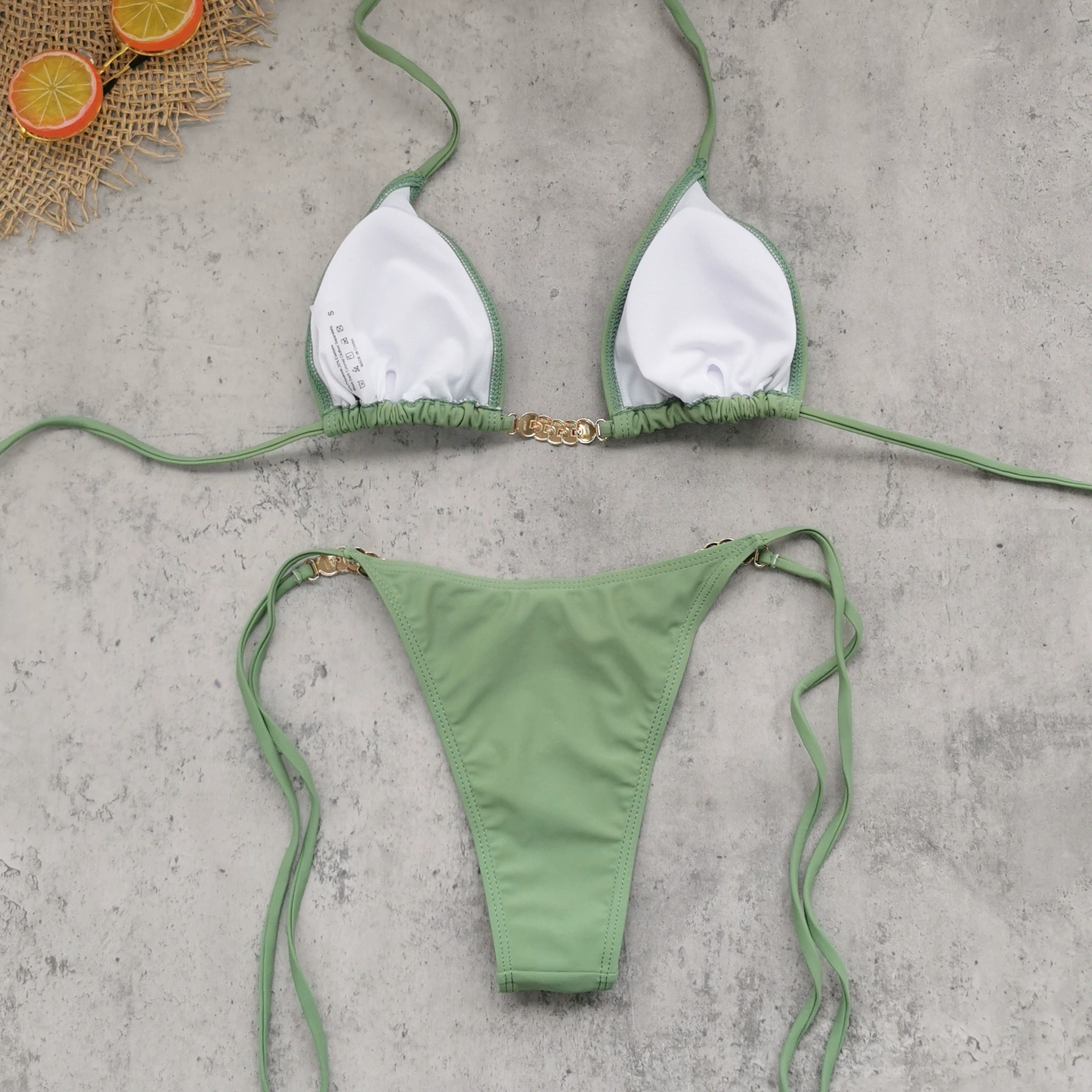 Two-Piece Triangle Bikini Set with Chain Details view 3
