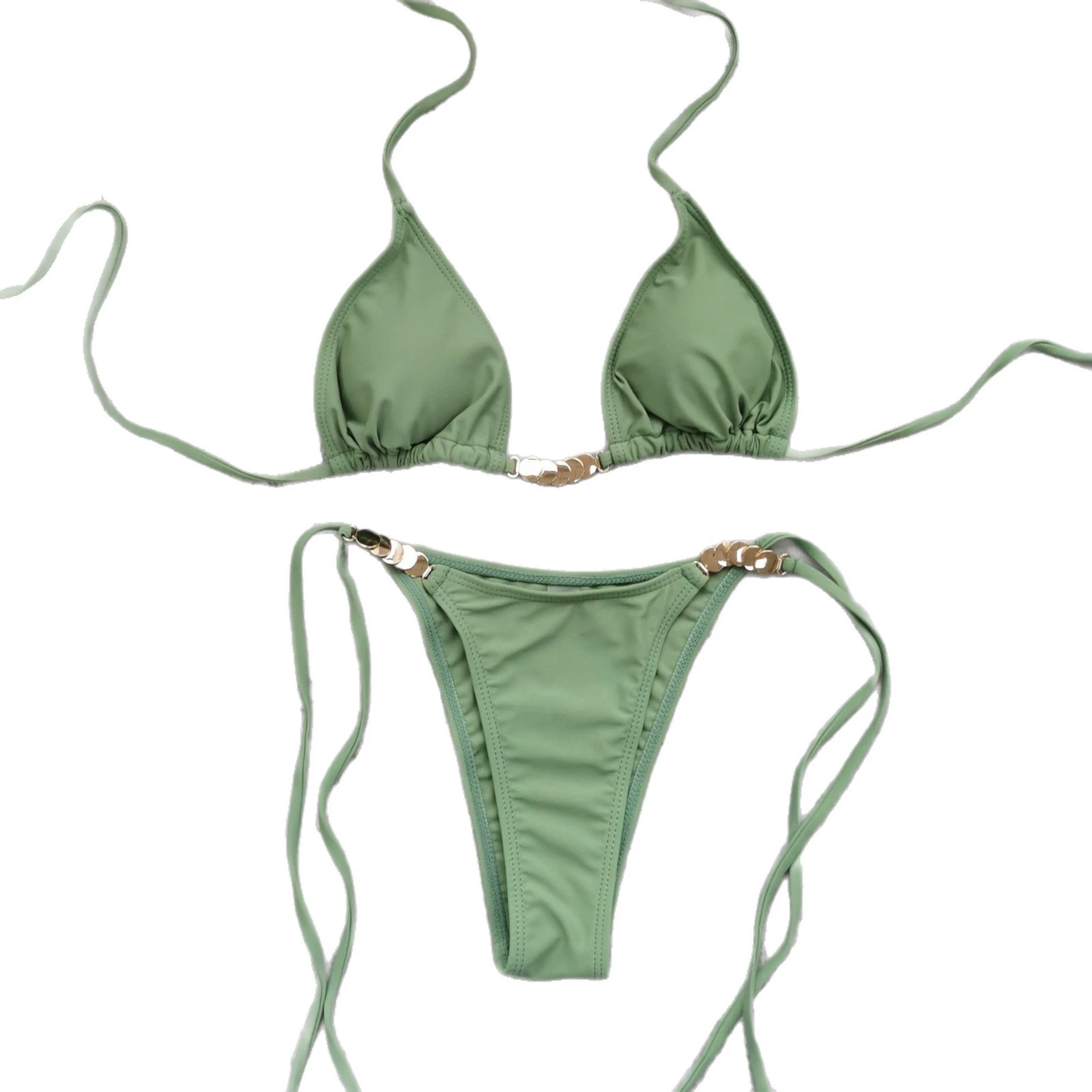 Two-Piece Triangle Bikini Set with Chain Details view 5