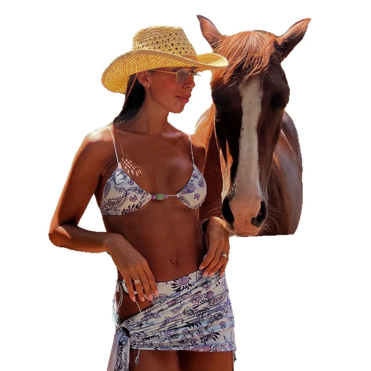 Triangle Top Bikini Set with High-Waist Side-Tie Bottoms view 5