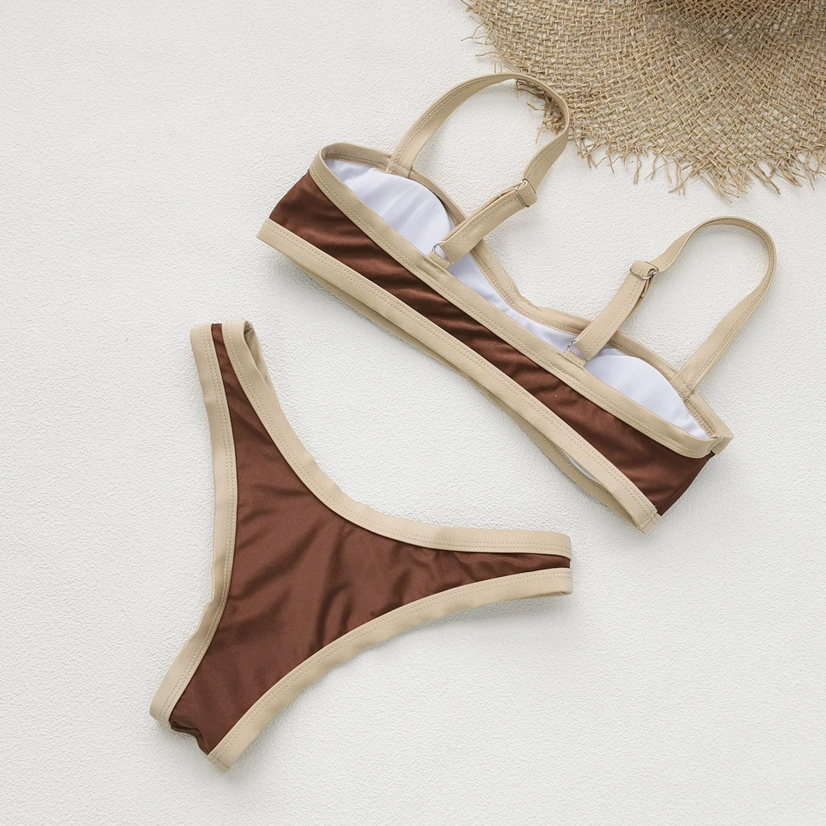 Square Neck High-Cut Bikini Set with Adjustable Straps view 3