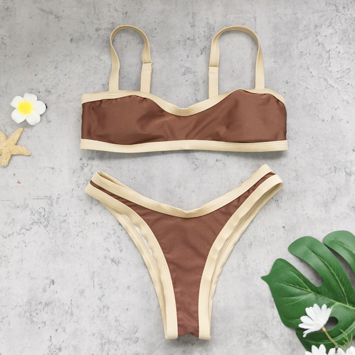 Square Neck High-Cut Bikini Set with Adjustable Straps view 4