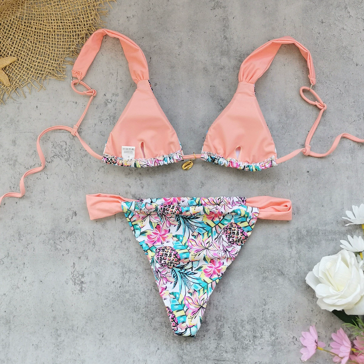 Two-Piece Bikini Set with Triangle Cups and Side-Tie Bottoms view 4