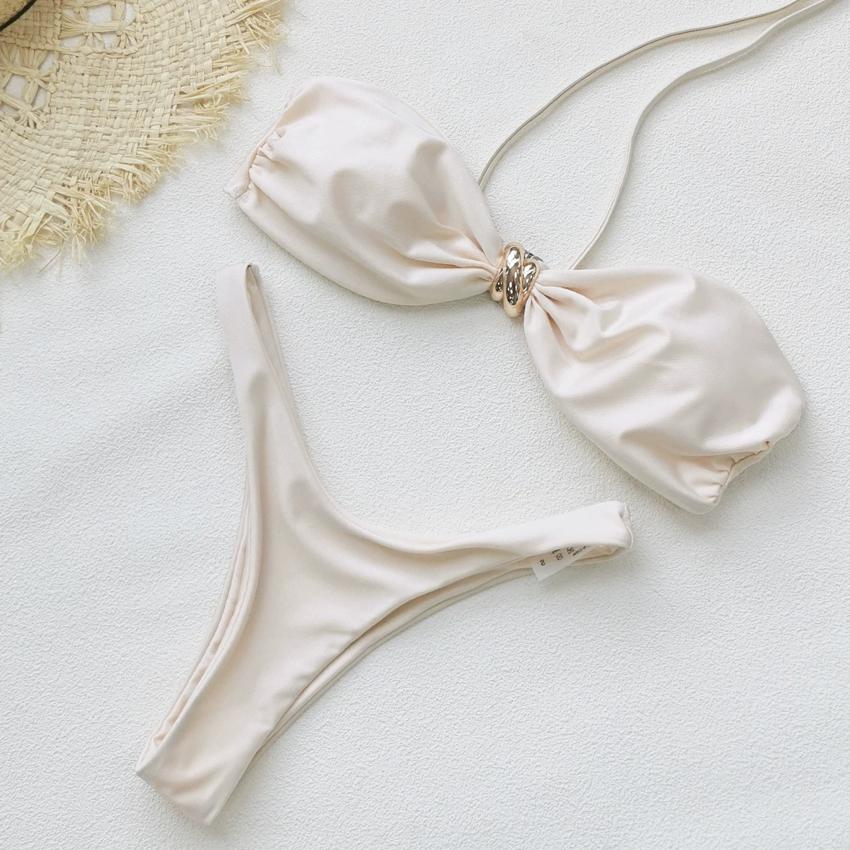 Two-Piece Bikini with Halter Neck and Ring Detail