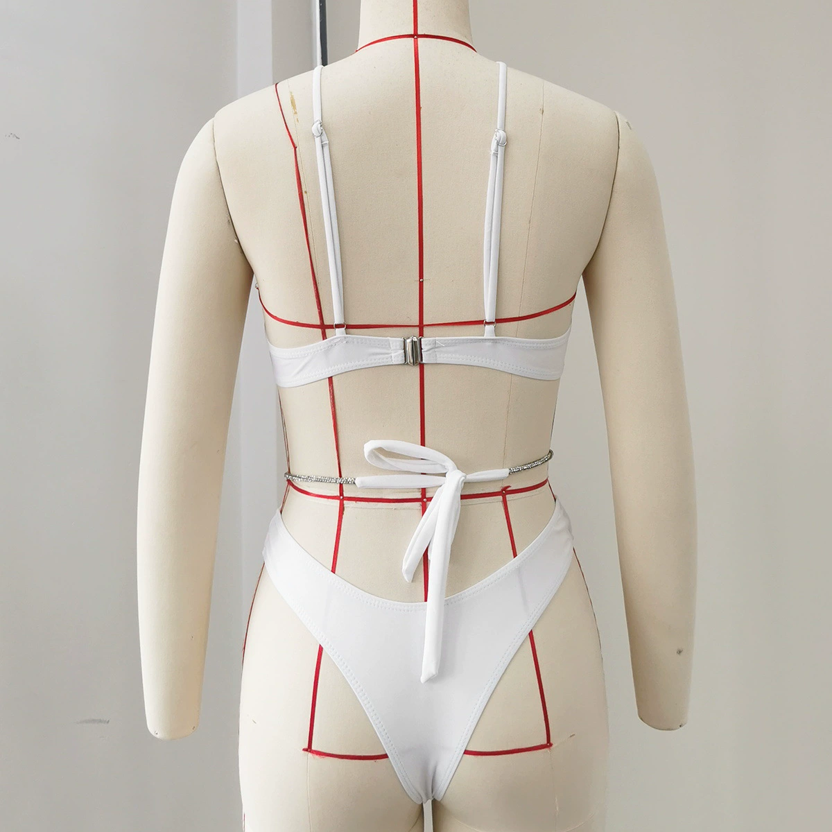 Cutout Halter Bikini Set with Underwire Cups and Strappy Bottom view 4