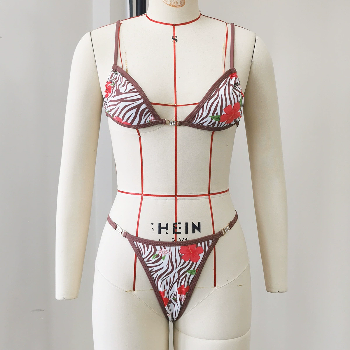 Two-Piece Triangle Bikini Set with Low-Rise Side-Clasp Bottoms view 4
