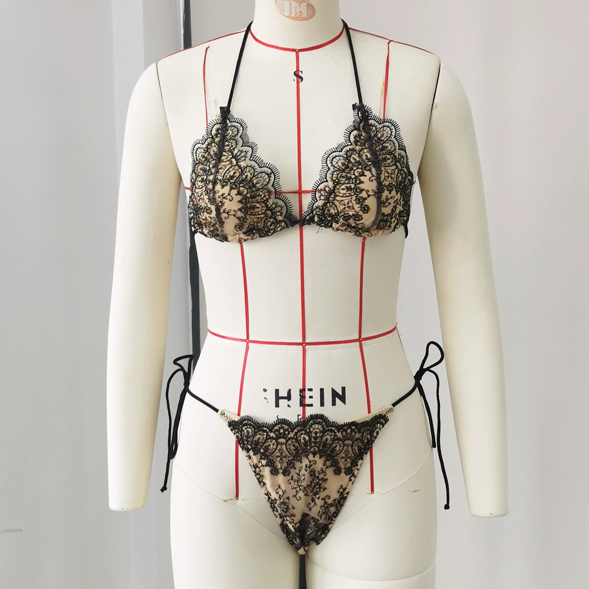 Halter Triangle Bikini Set with Side-Tie Bottoms and Cover-Up Skirt
