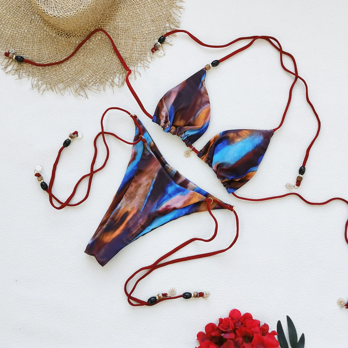 Women's Two-Piece Halter Side-Tie Bikini Set view 3