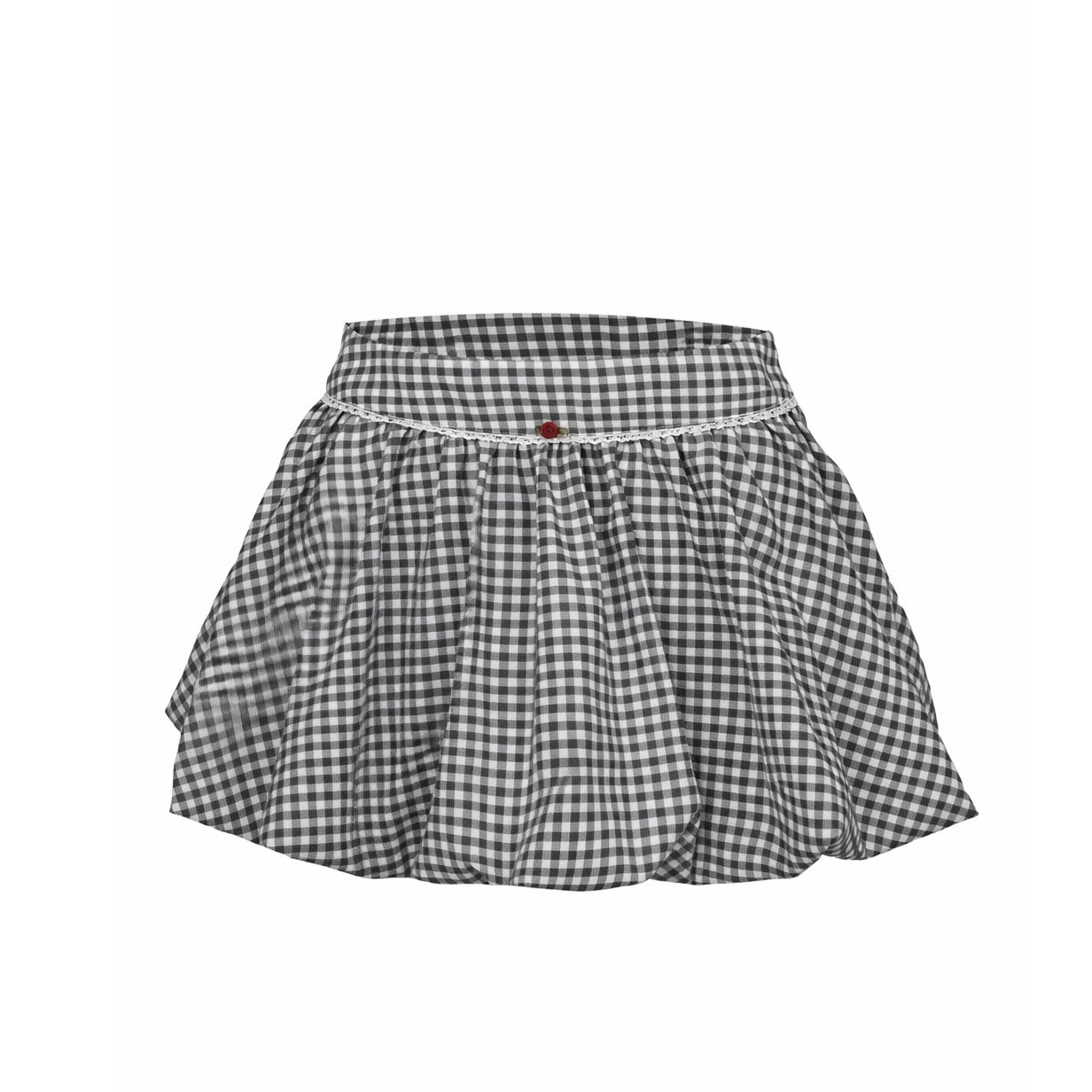 Dark Blue Check Bud Skirt