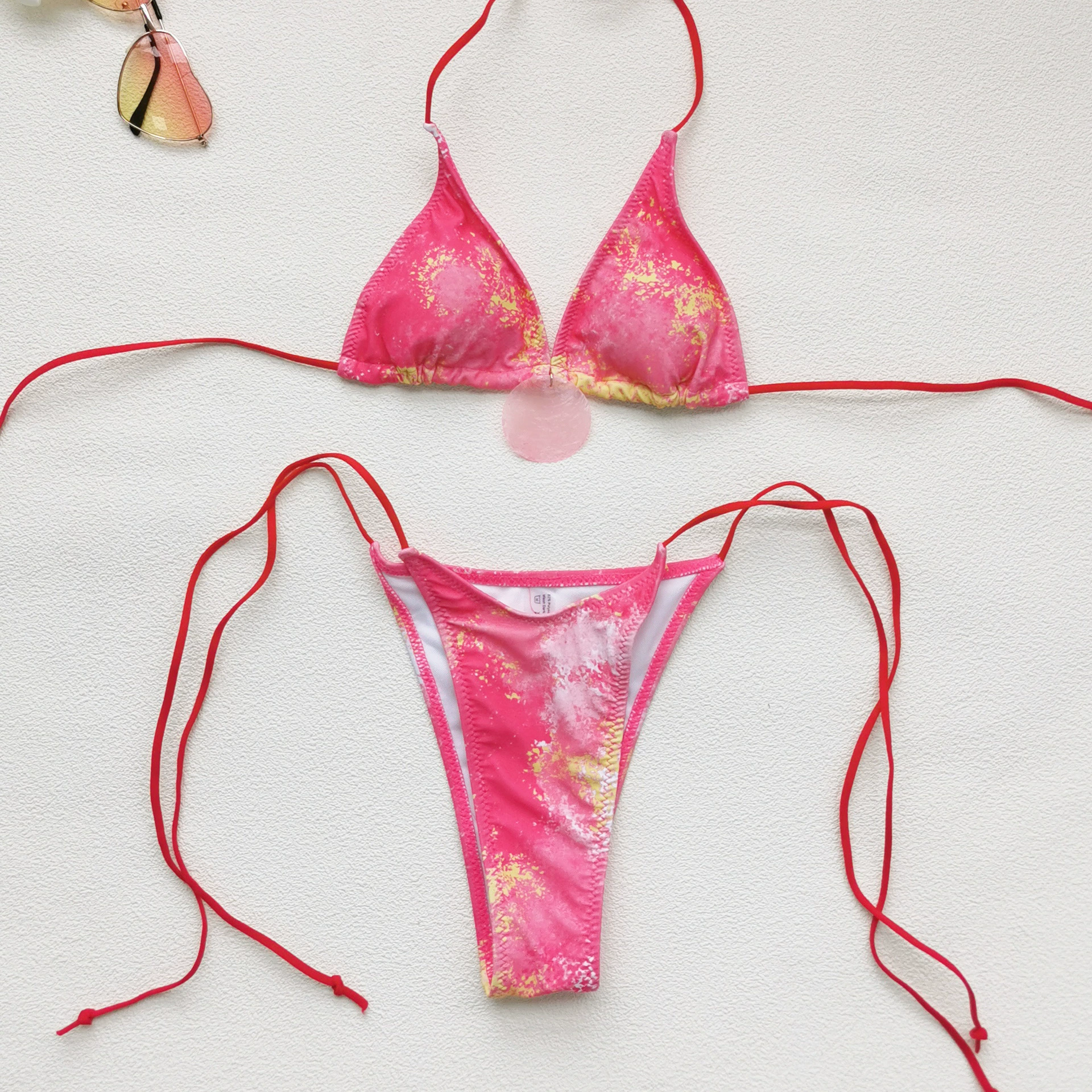 Two-Piece Triangle Bikini Set with Side-Tie Bottoms view 6