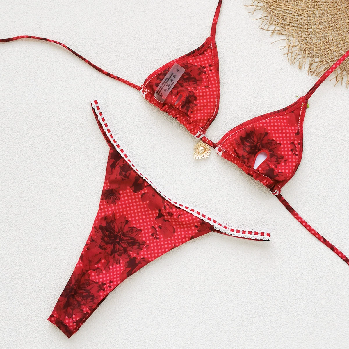 Triangle Bikini Set with Side Tie Bottoms and Sarong view 3
