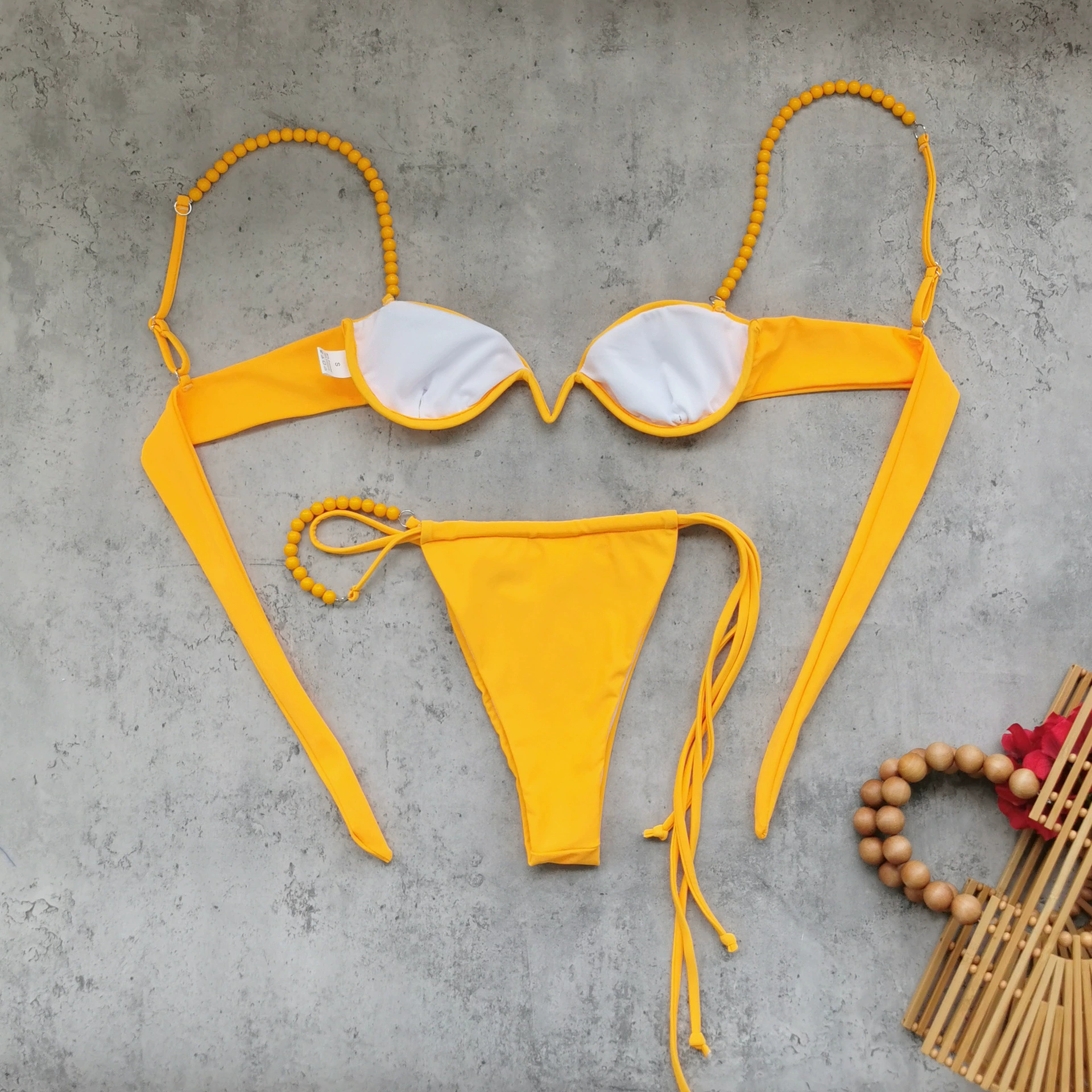 Beaded Halter Underwire Bikini Set view 4