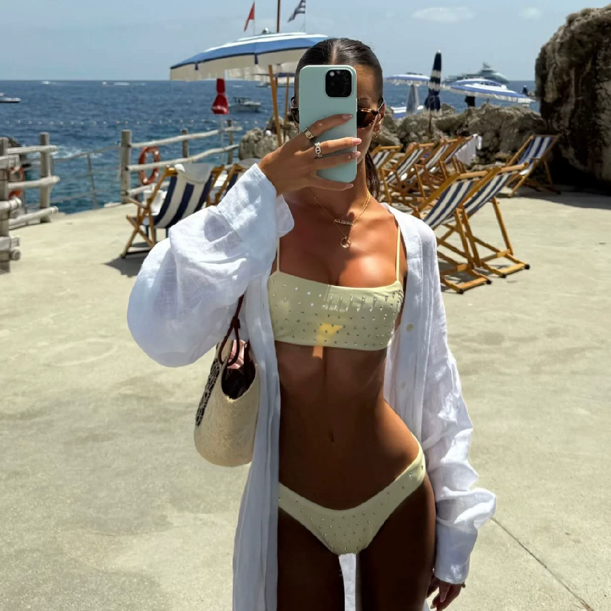 Spaghetti Strap Bandeau Bikini Set