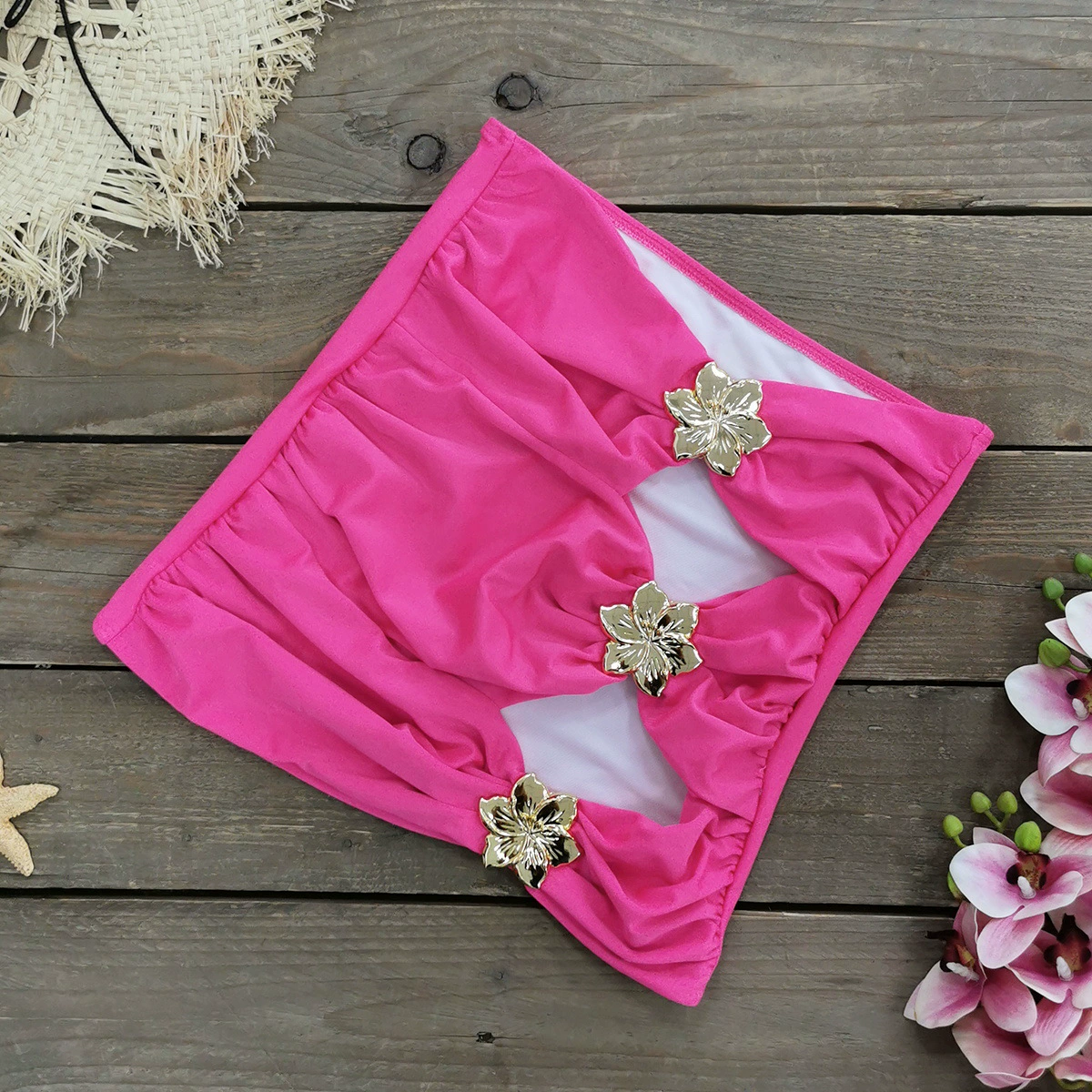 Women's Cutout Halter Two-Piece Swimsuit Set with Skirted Bottom view 9