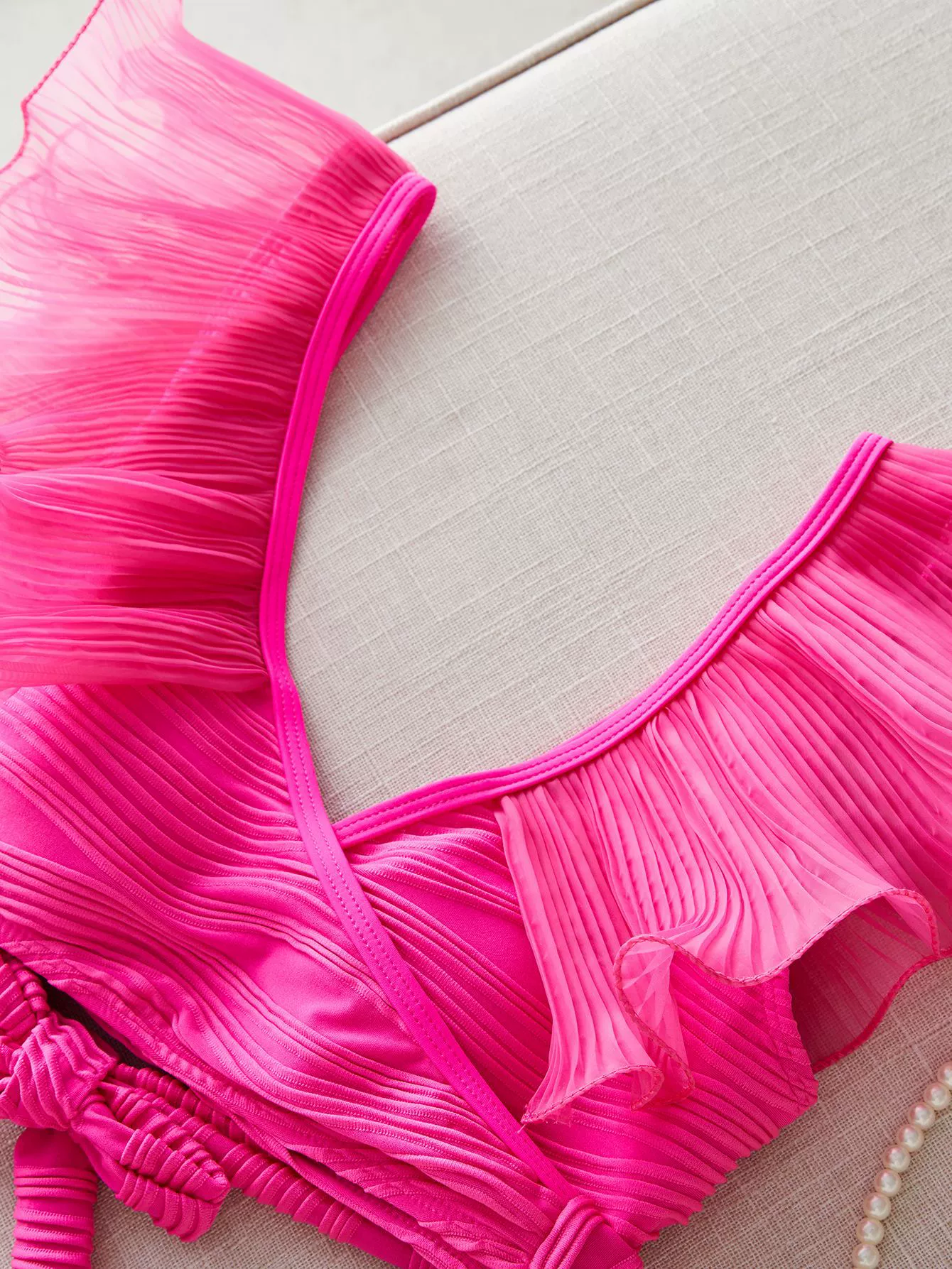 Women's Two-Piece Ruffle Sleeve High-Waist Bikini Set view 4