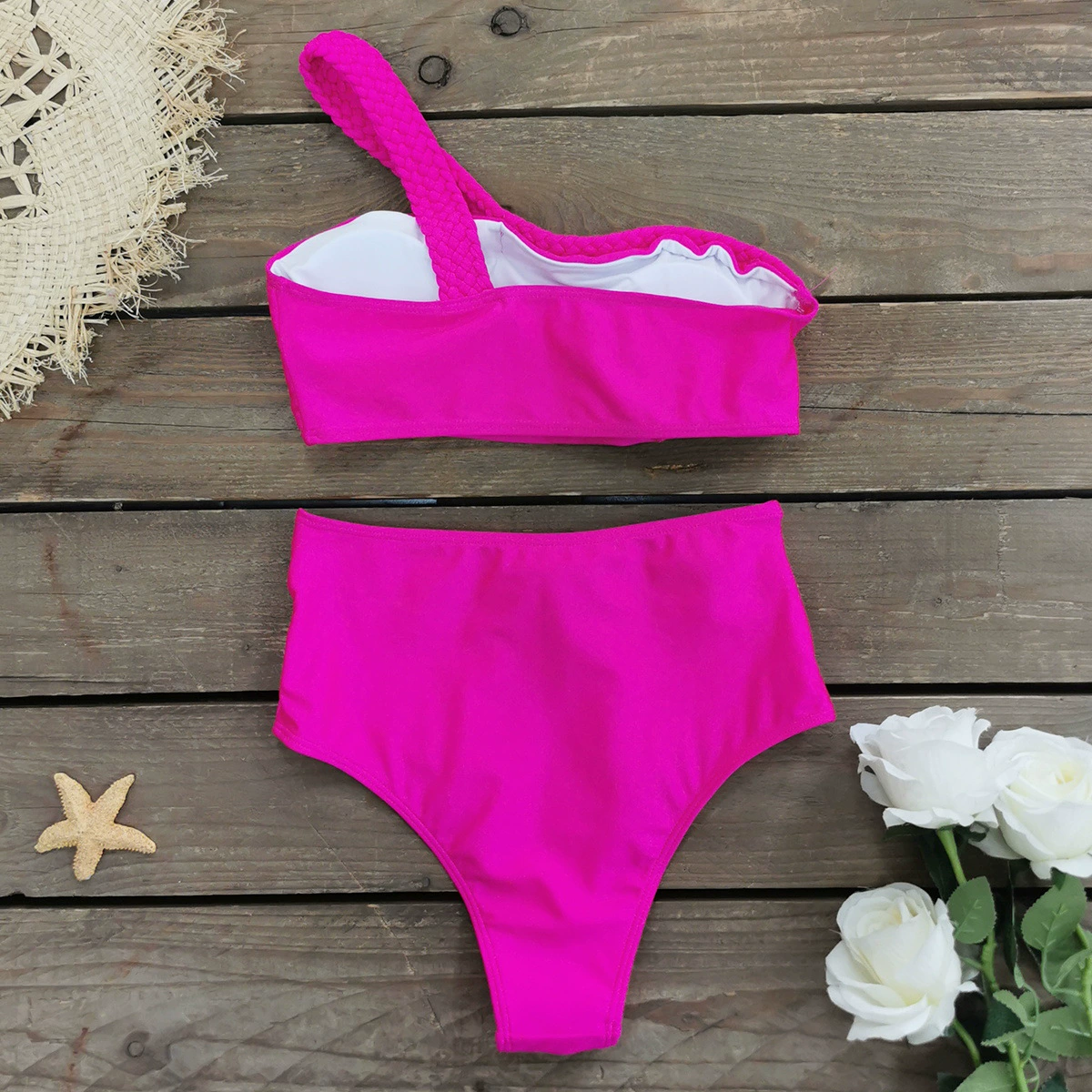 One-Shoulder Braided Two-Piece Bikini Set view 3
