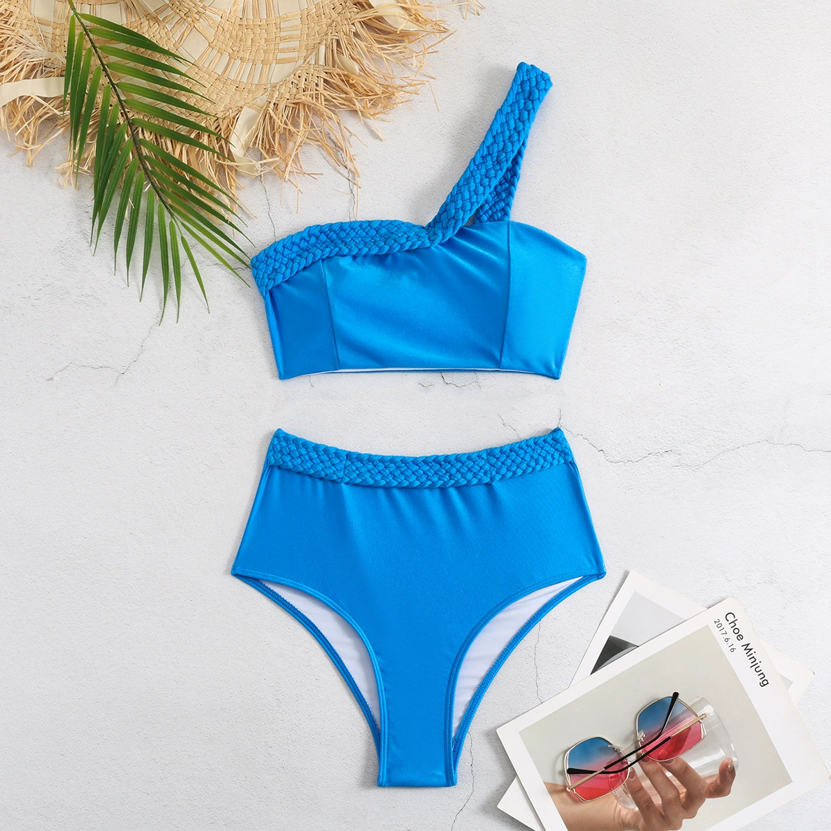 One-Shoulder Braided Two-Piece Bikini Set view 6