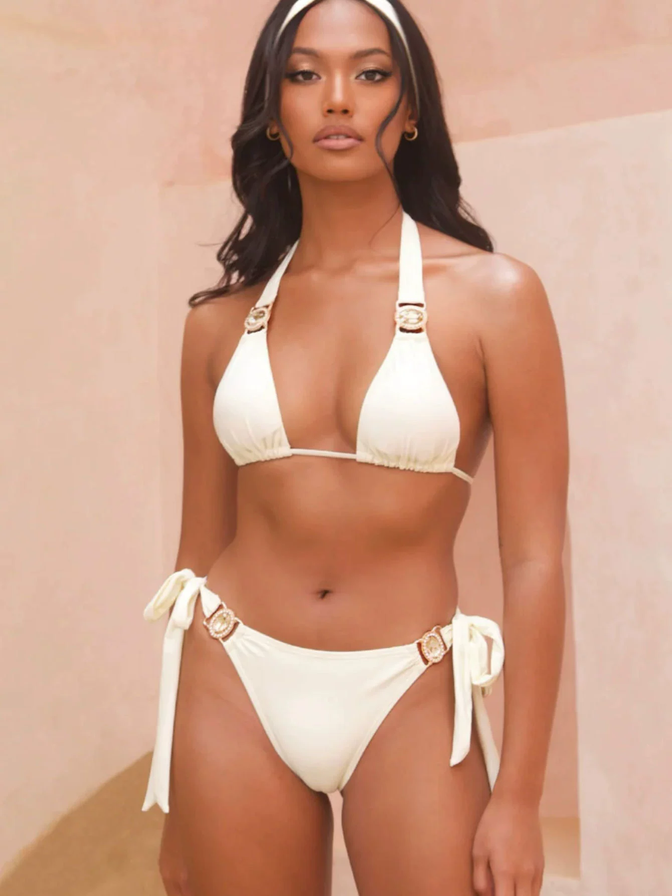 Two-Piece Triangle Halter Bikini Set with Side Ties view 3
